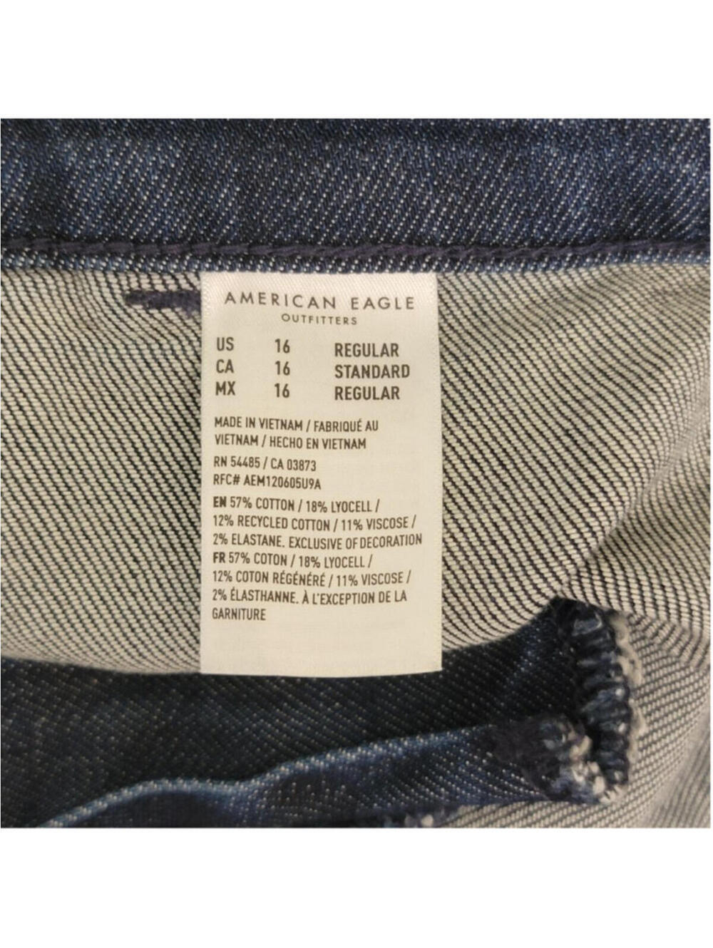 AE 16 American Eagle Dreamy Drape Super High Rise Baggy Wide Leg Jeans Dark Blue - Picture 11 of 11